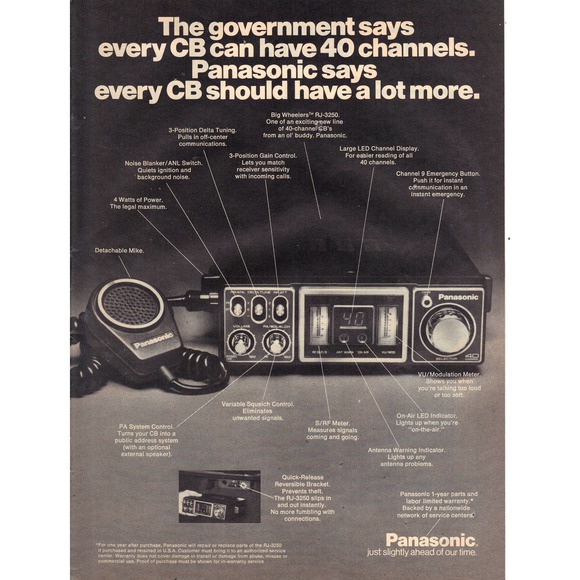 Vintage 1977 Print Ad for Panasonic CB Radios - Picture 1 of 1